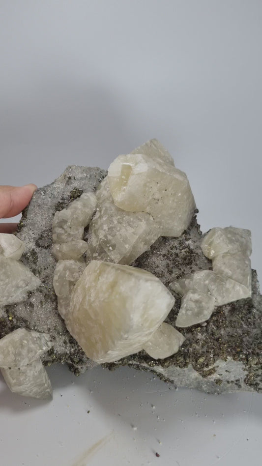 Calcite Crystals with Galena and Chalcopryrite from USA, Large Cabinet Size Specimen