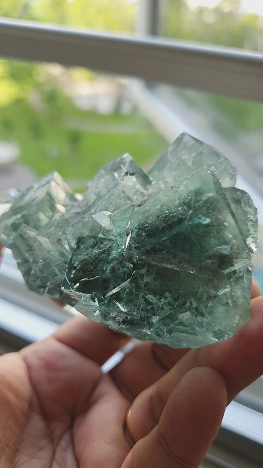 Double sided Gemmy Green Fluorite Xianghualing  (#8)