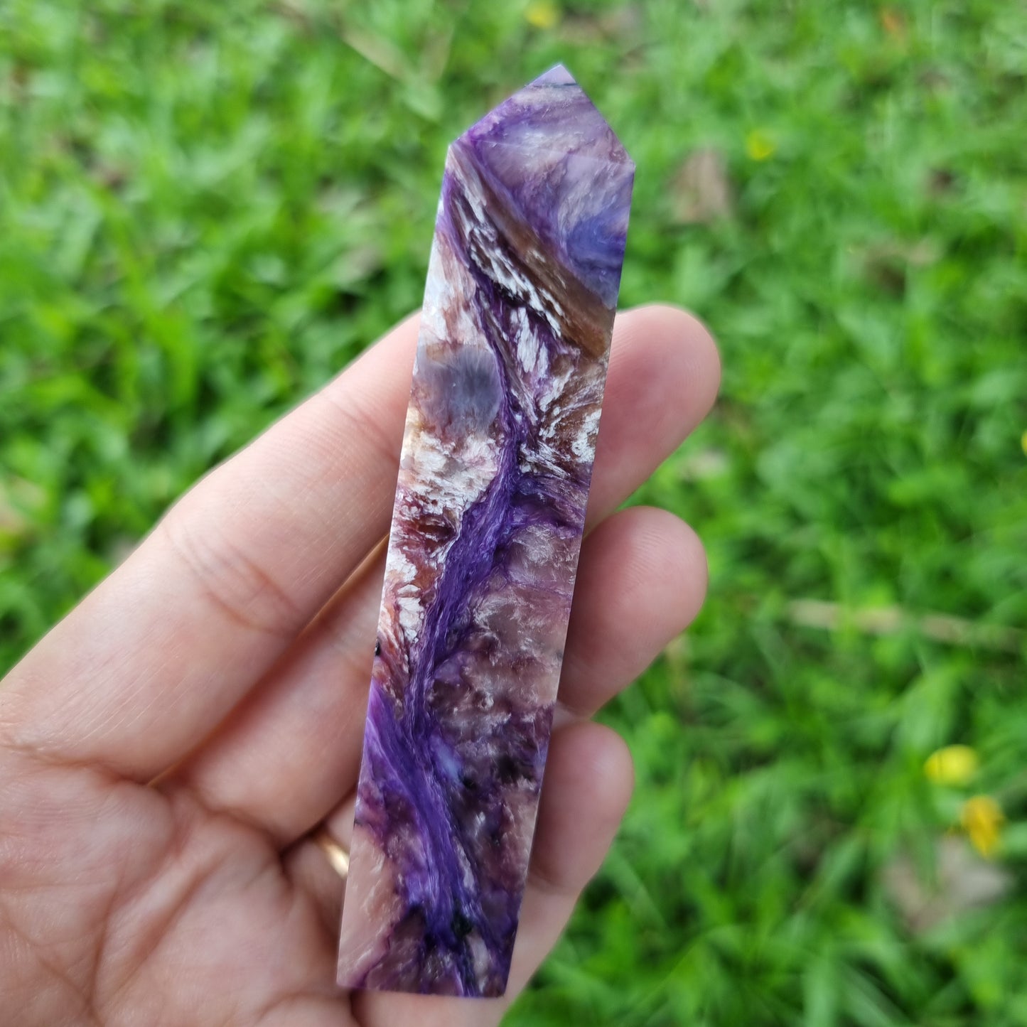 Charoite Tower With beautiful brown Tinaksite