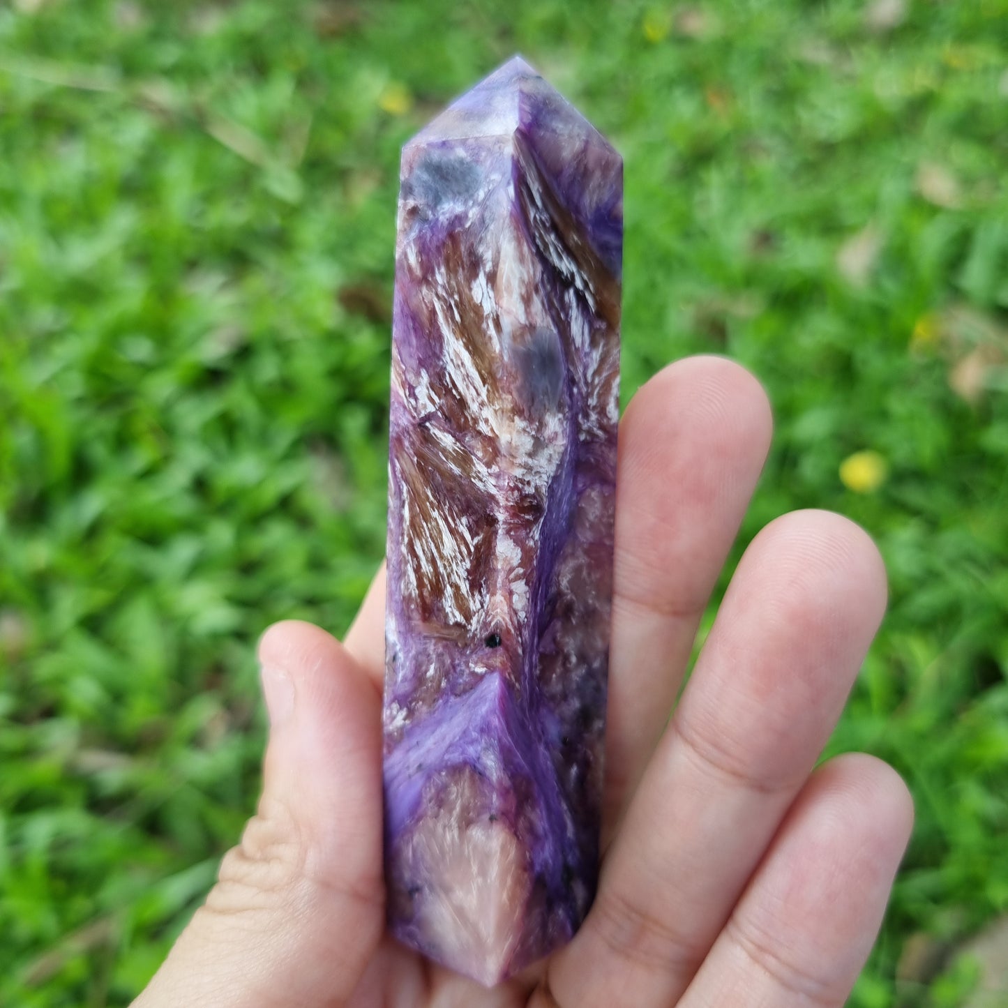 Charoite Tower With beautiful brown Tinaksite