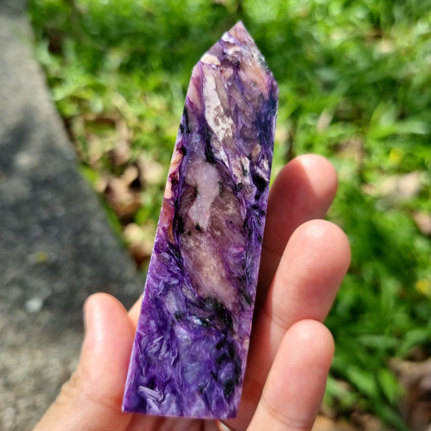 Charoite Crystal Polished Tower for Transformation and Change