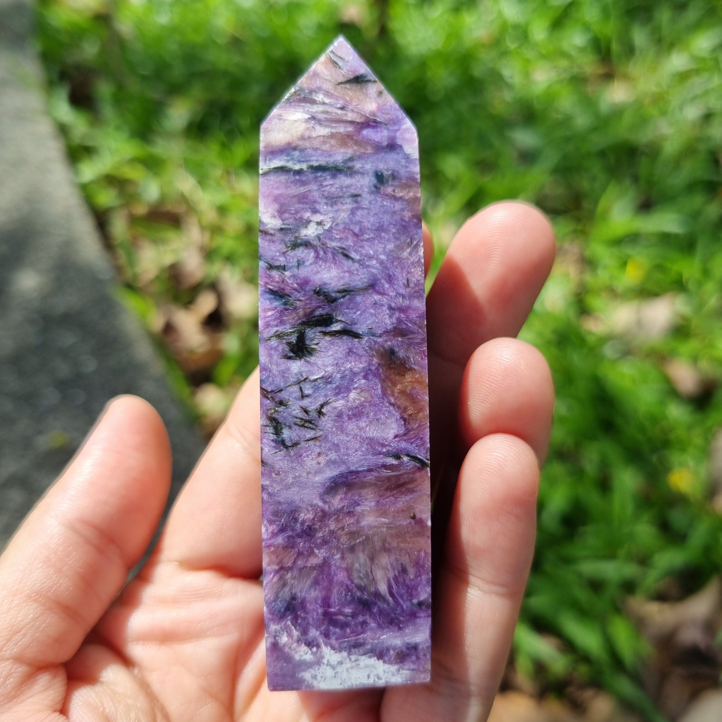 Charoite Crystal Polished Tower for Transformation and Change