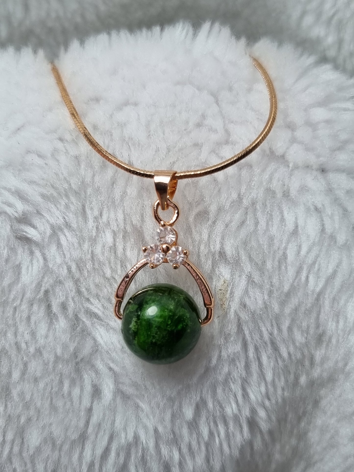 High Quality Chrome Diopside Crystal Bead Pendant, Gem Necklace Healing Crystal Necklace