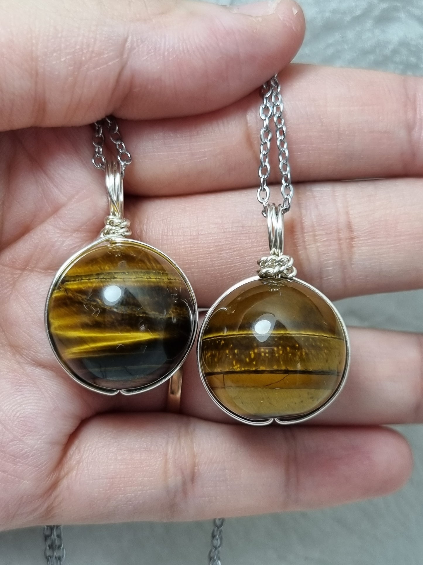 Tiger Eye Crystal 20mm Bead Necklace