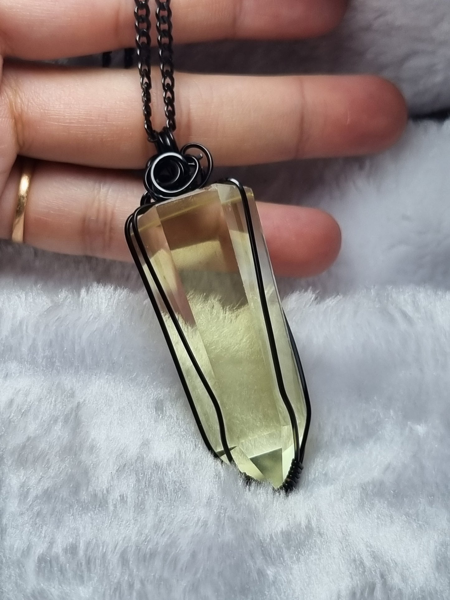 High Quality Citrine Wire Wrapped Crystal Necklace