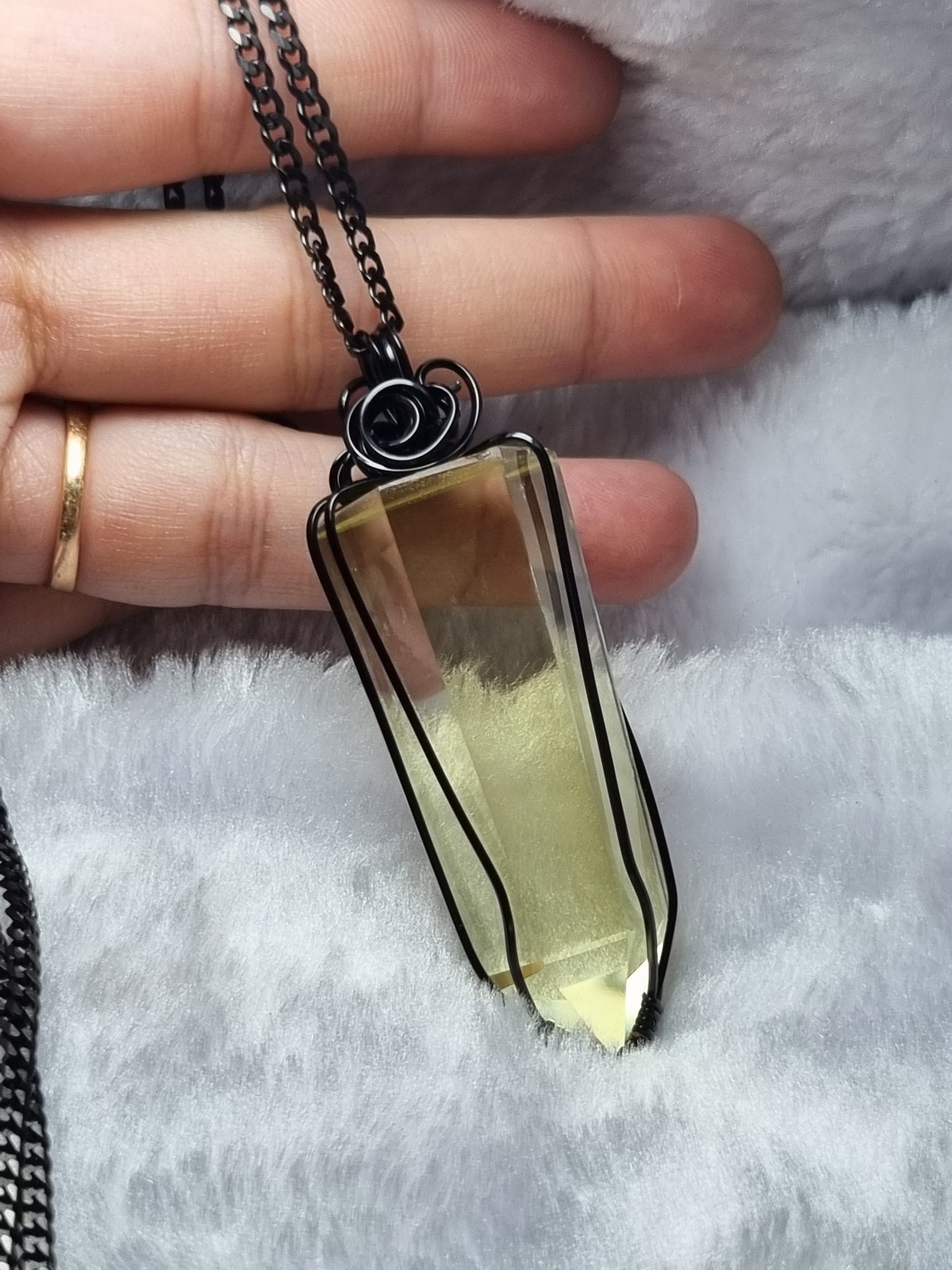 High Quality Citrine Wire Wrapped Crystal Necklace