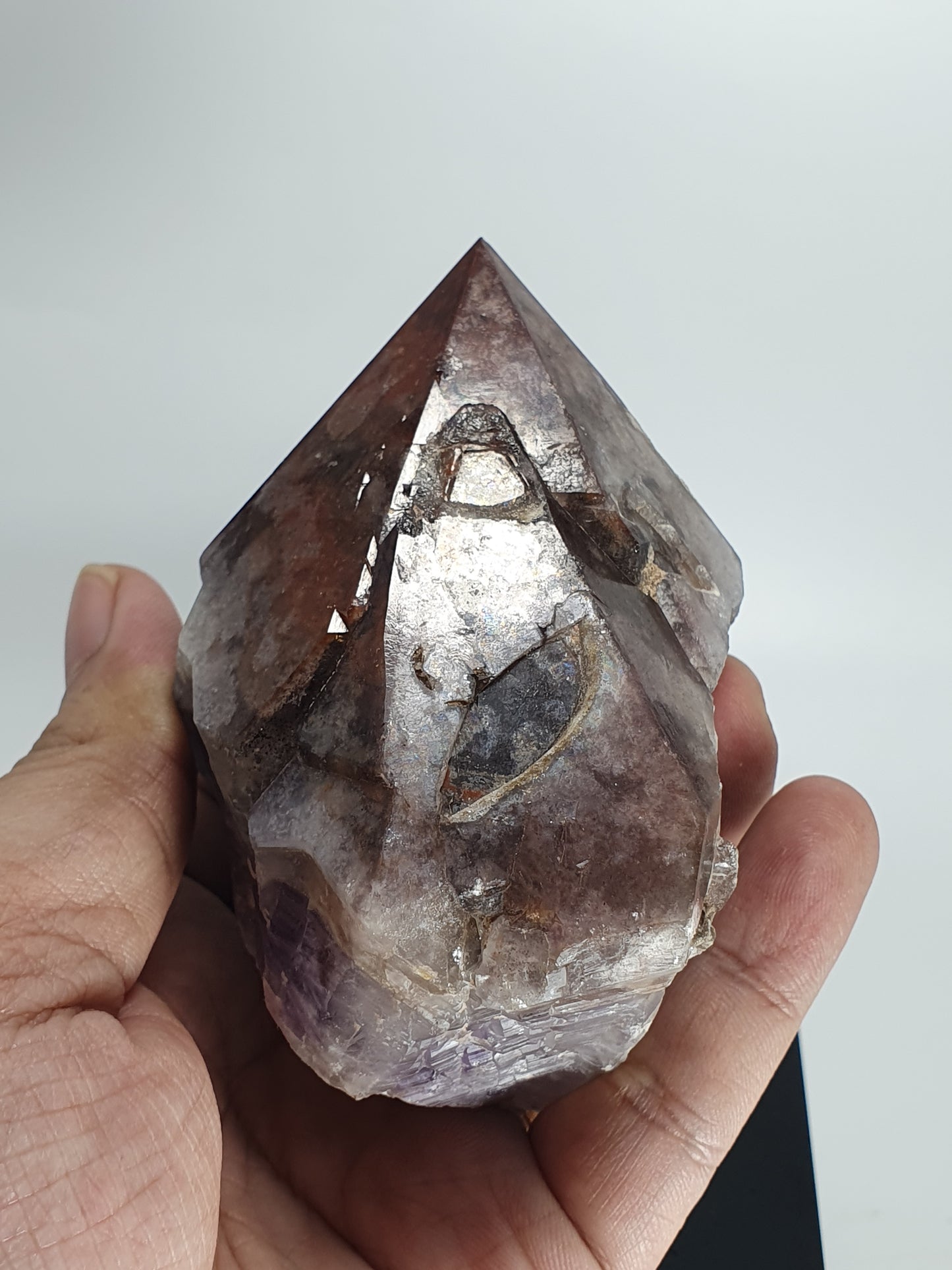Unique Large Amethyst Crystal with Red hematite and Trigonic Record Keeper (#18)