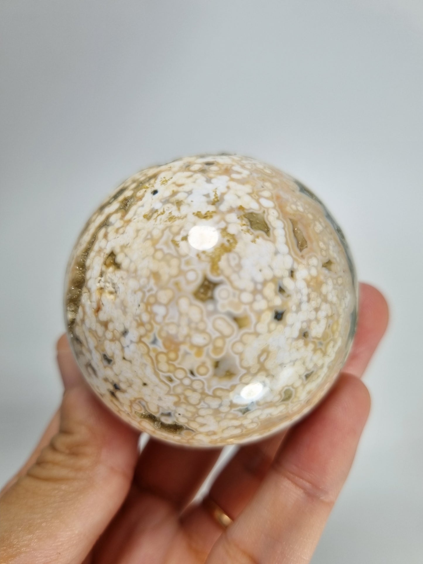Ocean Jasper Polished Crystal Sphere with vugs OJ4