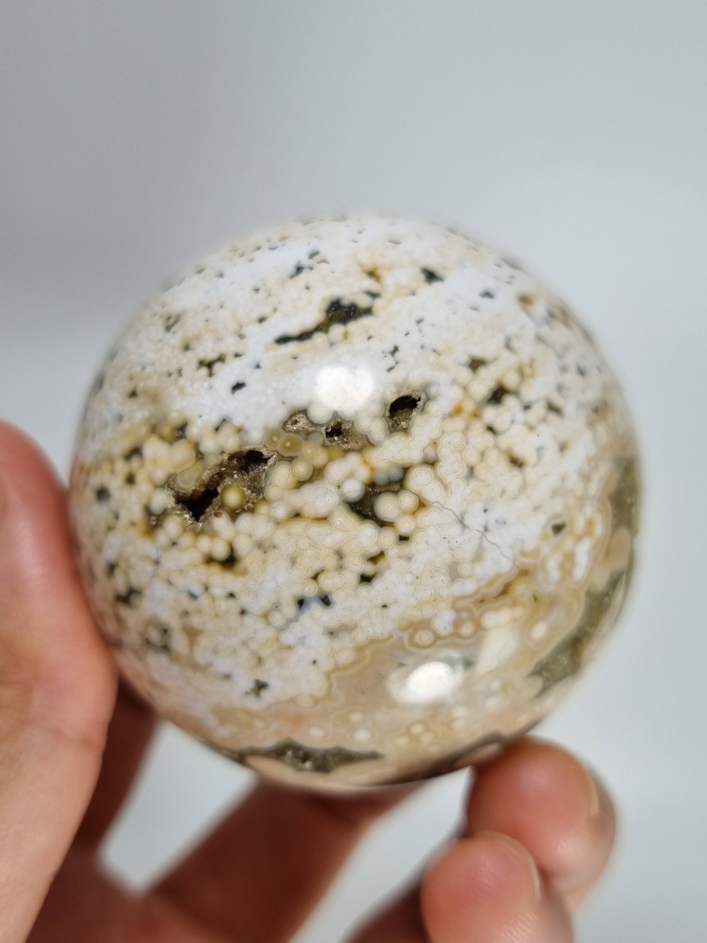 Ocean Jasper Polished Crystal Sphere with vugs OJ4