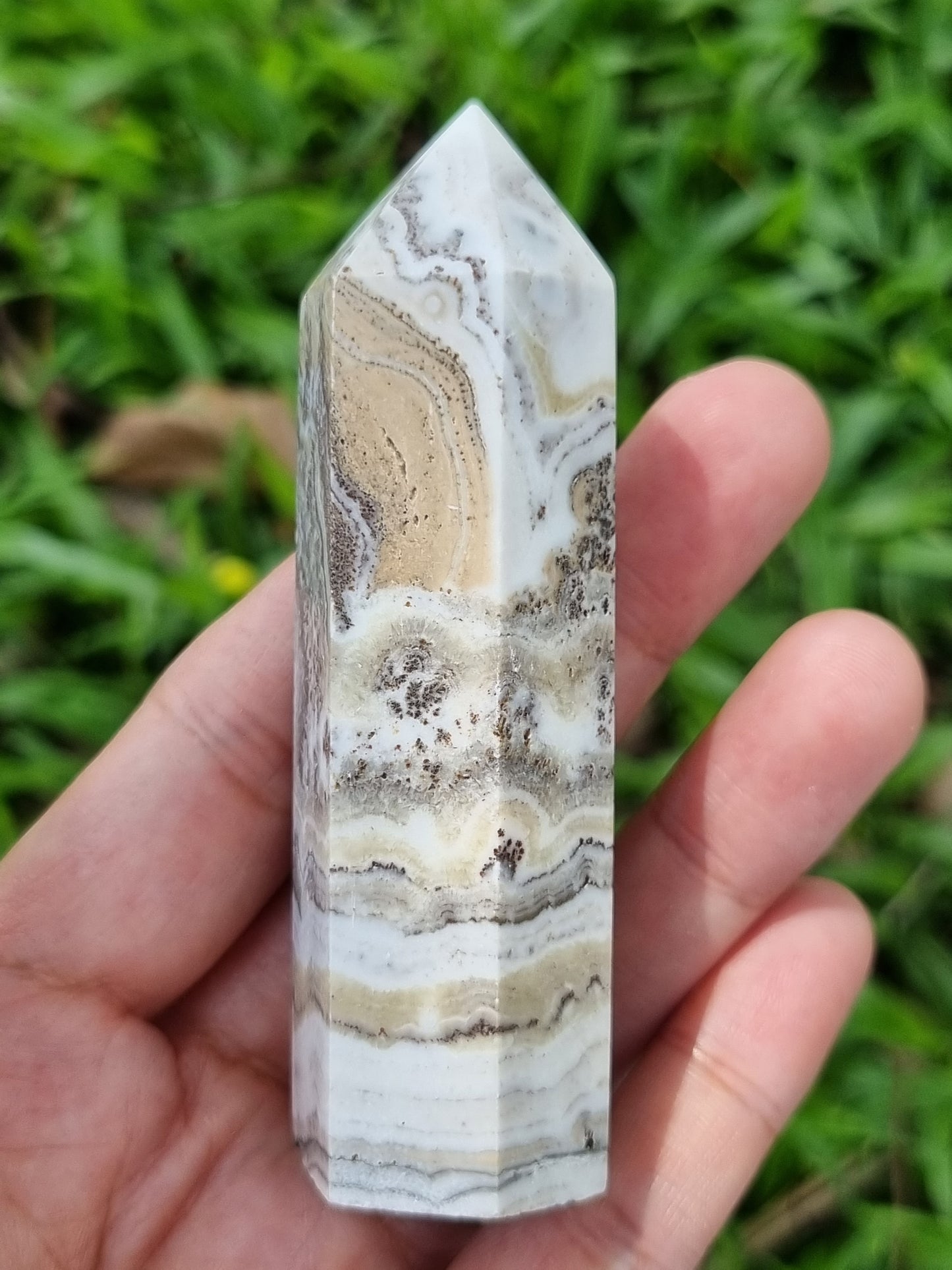 Dendritic Calcite Crystal Polished Tower