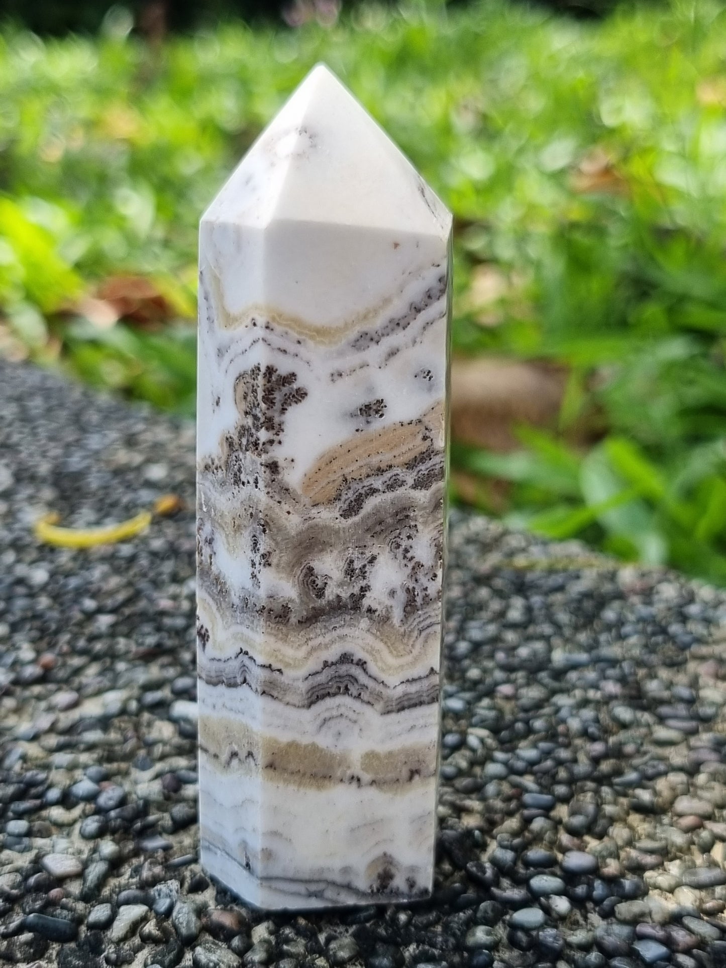 Dendritic Calcite Crystal Polished Tower