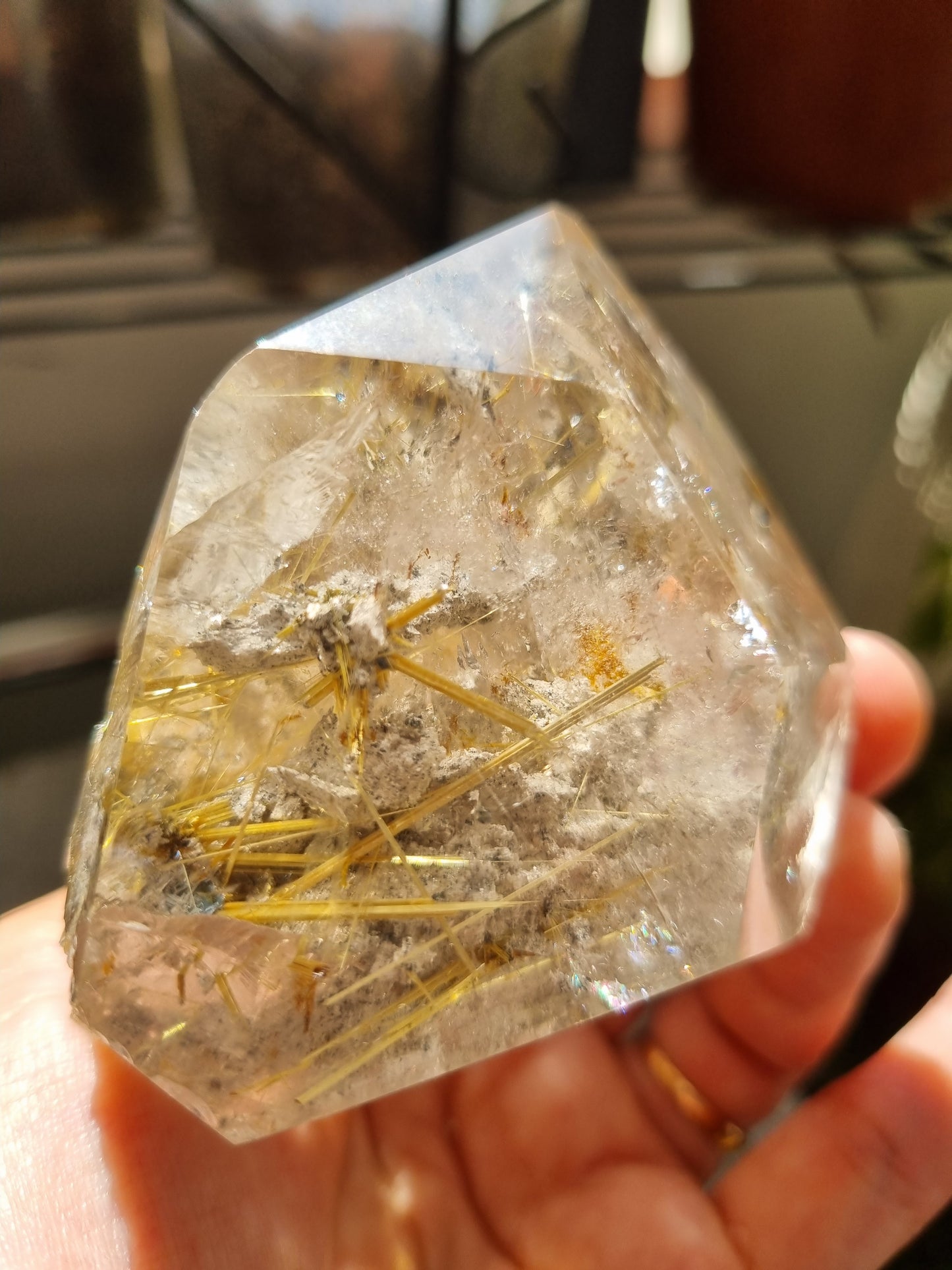 Gold Rutile in Quartz with rare white chlorite inclusions